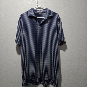 Peter Millar Navy and White Striped Polo Shirt